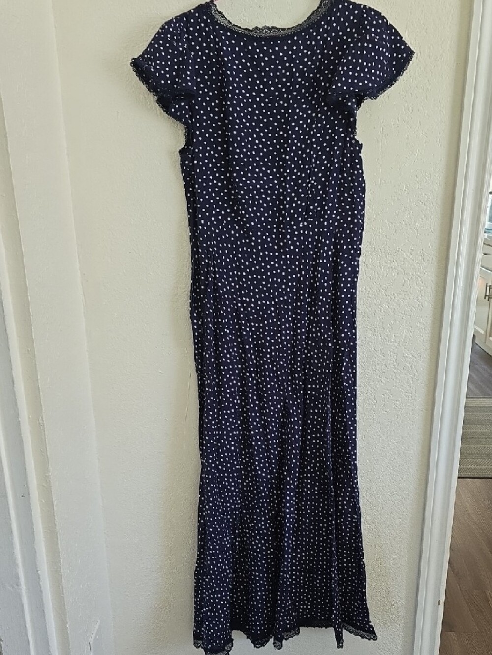 GAP Navy Polka Dot V‑Neck Maxi Dress - Picture 3 of 4
